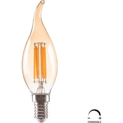 ΛΑΜΠΤΗΡΑΣ ΣΤΥΛ ΦΛΟΓΑ LED FILAMENT 6W E14 3000K GOLD DIMMABLE