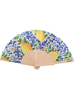 Βεντάλια Ξύλινη με Ύφασμα i-Total 23cm Lemons XL3164G