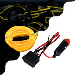 GLOBOSTAR ELWIRE 82208 Κιτ Διακοσμητικού Φωτισμού Αυτοκινήτου LED 1.2W 84lm 360 DC 12V Αδιάβροχο IP65 Κίτρινο - Μ300 x Π1 x Υ0.3cm