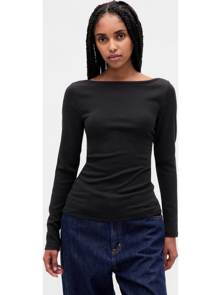 Γυναικεία Μπλούζα με Boatneck Λαιμόκοψη Black