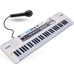 MQ 008UF KEYBOARD electronic educational portable white 61-key instrument for children learning to play MP3 player FM radio wired microphone built-in stereo speakers headphone output set