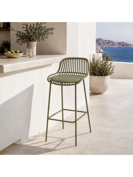 Σκαμπό μπαρ Nextdeco PP και μέταλλο πράσινο 42x49xΥ97εκ. - 4 ΤΕΜ
