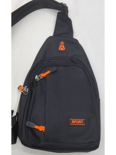 Verk Group WAIST BAG 9672 Sport Ανδρική Τσάντα Στήθους / Μέσης Μαύρο με Πορτοκαλί Λεπτομέρειες