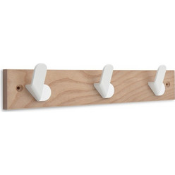 Inofix 3723-2 Κρεμάστρα Τριπλή 6,8x36x5,1εκ.Φυσικό Ξύλου- Λευκό