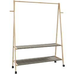 vidaXL Ράφι ρούχων με ράφια και ρόδες 132x45,5x155,5 εκ.Μπαμπού