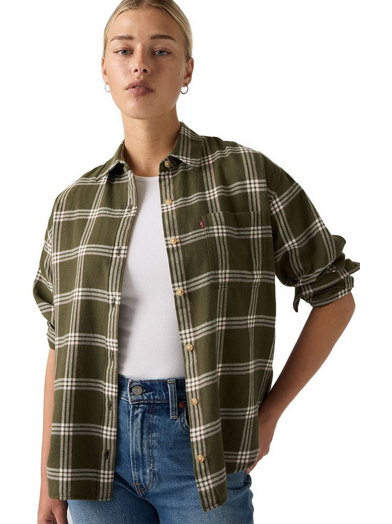 Levi's Nash Flannel Μακρυμάνικο Γυναικείο Πουκάμισο Βαμβακερό Χακί 0085H-0003