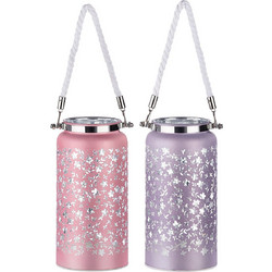 Φανάρι ArteLibre Φωτιζόμενο LED Με Διακόσμηση Γυαλί 16cm Σε 2 Χρώματα