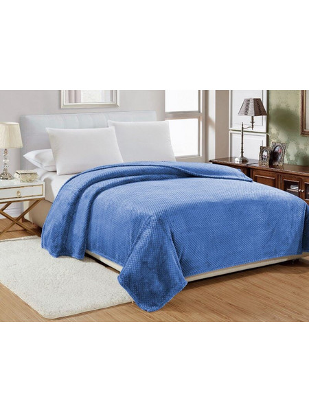 Κουβέρτα Υπέρδιπλη Βελουτέ Popcorn Jacquard Flannel Γαρύφαλλο 220x240 - Μπλε, 220x240