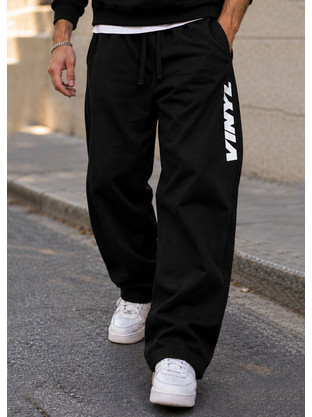 Vinyl Art Clothing Classic Printed Pants Ανδρικό Παντελόνι Φόρμας Μαύρο 08412-01