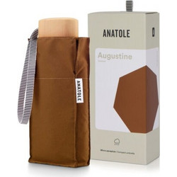 Caramel brown folding compact umbrella - AUGUSTINE