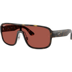 Ray-Ban RB2229 710/1B29 Ανδρικά Γυαλιά Ηλίου Μάσκα Κοκάλινα Μαύρα με Καφέ Φακό