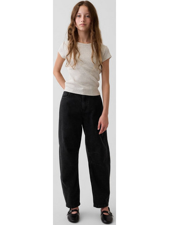 Παιδικό Ψηλόμεσο Τζιν Παντελόνι Barrel Γραμμής Black wash