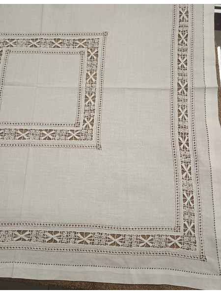 Καρέ Λινό με αζούρ 85x85 - DressingHome - Pan - 8135 - Λευκό
