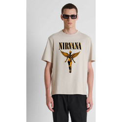 Antony Morato ανδρικό T-shirt με graphic print Relaxed Fit - KS02717FA100240 Μπεζ