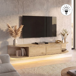 Έπιπλο τηλεόρασης επιτοίχιο Korven Megapap με LED χρώμα sepet oak 180x35x28,8εκ