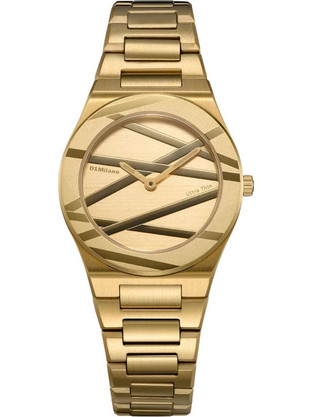 D1 Milano Ultra Thin Golden Inlay Γυναικείο Ρολόι με Χρυσό Μπρασελέ D1-UCBL05