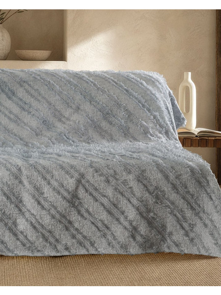 Ριχτάρι Τριθέσιου Living Room Gath Grey - Silver Jacquard Chenille Rythmos (180x280) 1Τεμ