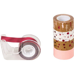 Χάρτινες Ταινίες Heyda Masking Tape Brown & Red 12mm x 3m 5 Τεμάχια με Βάση