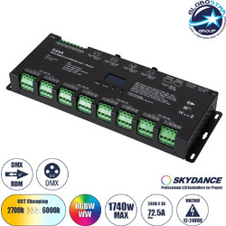 70673 Skydance D24A Prism Dimmer & Rgb Controller / Decoder 24CH Dc 12-24V 120A 2880W Max IP20 - DMX512/RDM + 500-16000Hz Pwm + Stand-alone Mode - M16.7xΠ5xY2.4cm