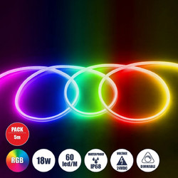 GLOBOSTAR(R) NEOTUBE 70588 Ταινία Neon Flex LED 18W/m 900lm/m 360 DC 24V Αδιάβροχο IP65 60 x SMD5050 Chip/m Πολύχρωμο RGB Dimmable - Sanan SMD Chip - Μ500 x Π2.1 x Υ2.1cm - Ρολό 5 Μέτρων