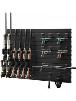VEVOR Gun Rack, Wall Mount, Heavy-Duty Steel Tactical Rifle Carbine Shotgun Handgun Storage Rack, Securely Holds up to 6 Rifles and 6 Pistols, Modular Firearms Gun Wall Gear Accessories Organizer