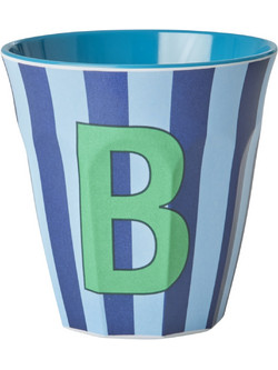 Rice - Melamine Cup with the Letter B - Blue and Green - Medium