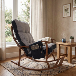 Rocking Chair Ceviz Petrol Green, Grey Fabric: Polyester / Soho 56x115x103 cm