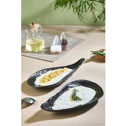 Service Plate Set (2 Pieces) Istiridye Black Glass 27x14 cm