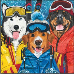 Χαρτοπετσέτα Χριστουγεννιάτικη Ski Dogs 325003222 25x25cm Multi Paperproducts Design