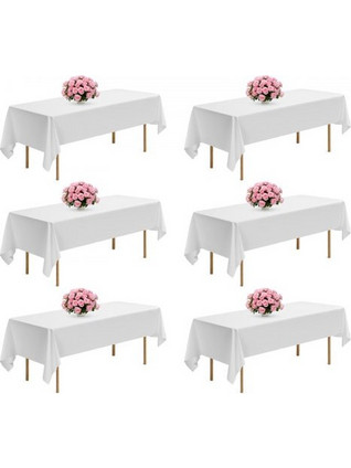 VEVOR White Tablecloths for Rectangle Tables White-6 Pcs / 335cm