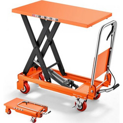VEVOR Hydraulic Lift Table Cart, 500 kg Capacity 900 mm Lifting Height, for Material Handling, Moving, Transportation, Manual Single Scissor Lift Table, 4 Wheels & Foldable Handle, Heavy-Duty Steel