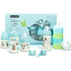 Suavinex Welcome Baby Σετ Πλαστικά Μπιμπερό με Θηλή Σιλικόνης κατά των Κολικών 0m+ Blue 2x270ml & 2x150ml 301704
