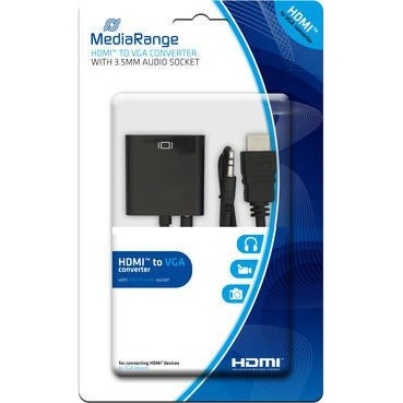 ΚΑΛΩΔΙΟ MEDIARANGE HDMI/VGA CONVERTER WITH 3.5MM. AUDIO SOCKET BLACK - (MRCS167)