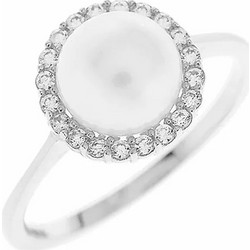 Million Diamonds Γυναικείο Δαχτυλίδι Ροζέτα από Λευκόχρυσο 14K με Πέρλα RZ8322