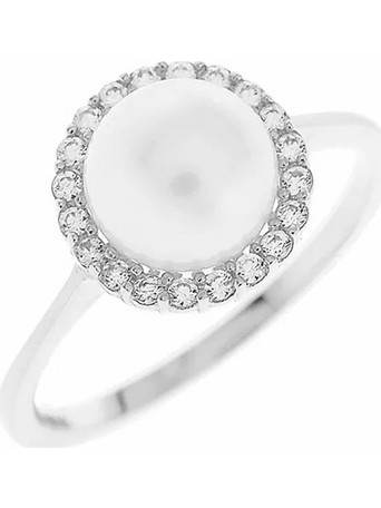 Million Diamonds Γυναικείο Δαχτυλίδι Ροζέτα από Λευκόχρυσο 14K με Πέρλα RZ8322