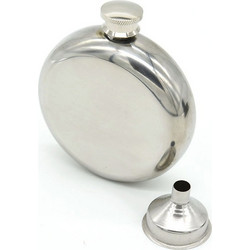 140mL(5oz) Men Mirror Handy Hip Flask Stainless Steel Portable Round Jug (With Small Funnel)(Silver) (OEM)