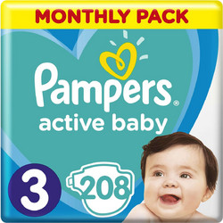 Pampers Active Baby Dry Midi No3 5-9kg 208τμχ