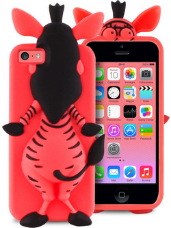 Puro Happy Cartoon Cover for iPhone 5/5s/5c Zebra 3D Pink