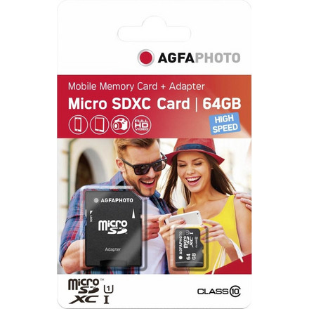 Κάρτα Μνήμης Agfaphoto microSDXC 64GB Class 10 U1 UHS-I + Adapter