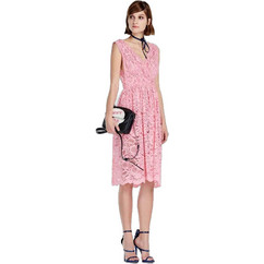 Denny Rose Midi Καλοκαιρινό Φόρεμα με Δαντέλα Ροζ 73DR11012