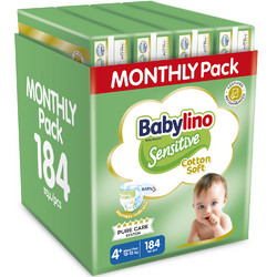 Babylino Sensitive Cotton Soft Monthly Pack Πάνες No4+ 10-15kg 184τμχ