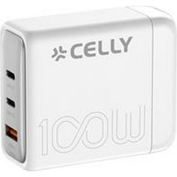 Celly PS3GANWH Φορτιστής Χωρίς Καλώδιο με Θύρα USB-A & 2 Θύρες USB-C 100W White