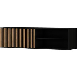 PoliHome Έπιπλο Τηλεόρασης Ξύλινο Μαύρο Μ150xΠ40xΥ40cm Oriol 162724839