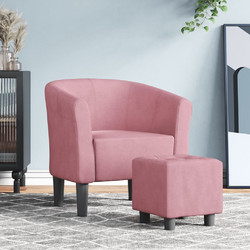 vidaXL Πολυθρόνα με Υποπόδιο Βελούδινη Ροζ 356454