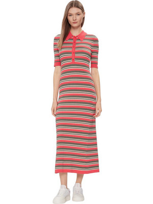 Pepe Jeans Gabriella Midi Καλοκαιρινό Βραδινό Μπλουζοφόρεμα Ριπ Πολύχρωμο PL953466-241