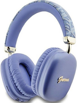 Guess GCube Metallic Script Logo Ενσύρματα & Ασύρματα Bluetooth Ακουστικά Over Ear Μωβ