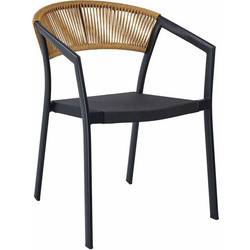 Varossi Πολυθρόνα Κήπου Rattan Μαύρη Μπεζ 900-289