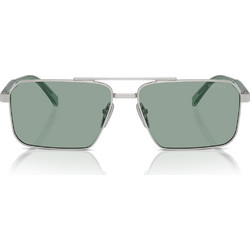 Prada PRA57S 1BC10G Ανδρικά Γυαλιά Ηλίου Τετράγωνα Μεταλλικά Ασημί με Μαύρο Polarized Φακό