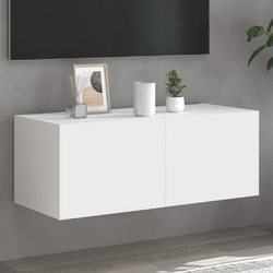 vidaXL Έπιπλο Τηλεόρασης Ξύλινο Λευκό με Φωτισμό Led Μ80xΠ35xΥ31cm 837281