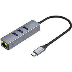 Hoco HB34 USB Hub 3.0 USB-C με 4 Θύρες USB-A / Ethernet